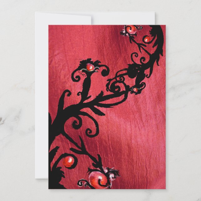 MAGIC BERRIES, red white silk Invitation (Front)