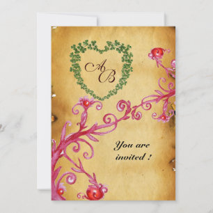 MAGIC BERRIES SHAMROCK HEART MONOGRAM  parchment Invitation