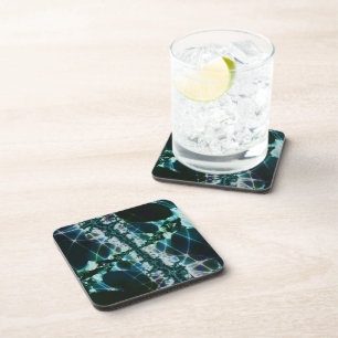 Magic Blue and Green Fractal Art Coaster