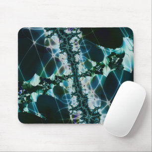 Magic Blue and Green Fractal Art Mouse Pad