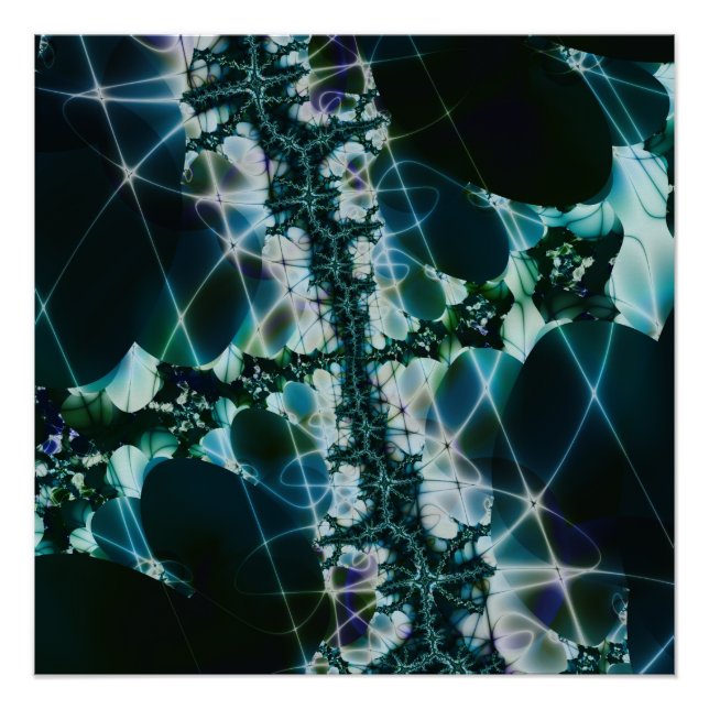 Magic | Blue and Green Fractal Art Poster (Front)