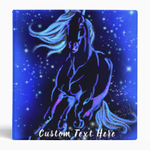 Magic Blue Horse Running At Moonlight Starry Night Binder