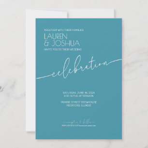 Magic Blue • Modern Minimalist Script Wedding Invitation
