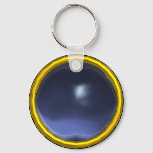 MAGIC BLUE TOPAZ GEM STONE KEYCHAIN