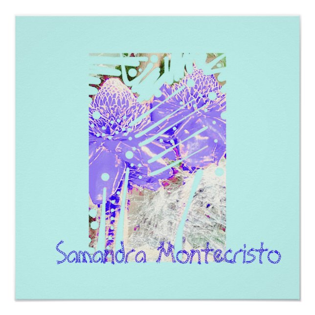 Magic Blue Water Roses Glossy Poster (Devant)