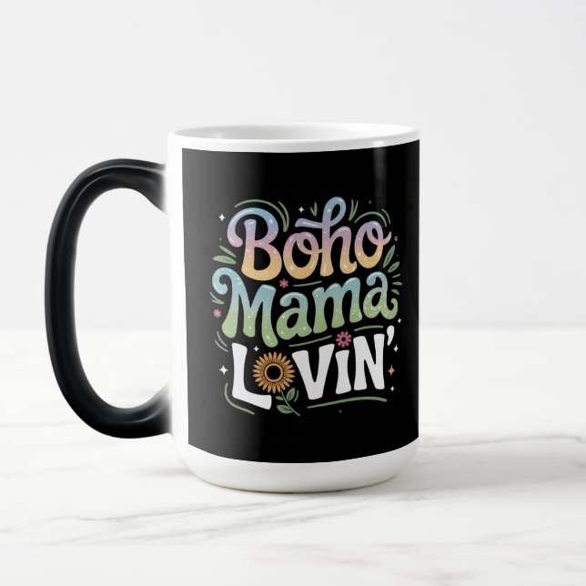 Magic Boho Mama Lovin Black Mug (Gauche)