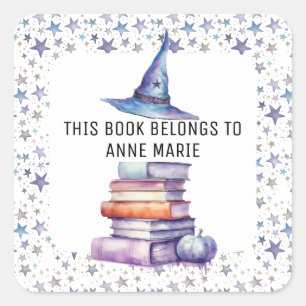 Magic, Books and Colourful Stars Book Label