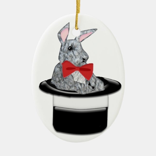 Magic Bunny Ceramic Ornament (Front)