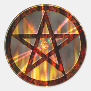 Magic Burning Pentagram Classic Round Sticker