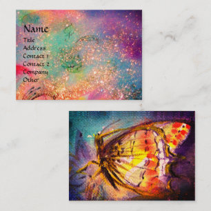 MAGIC BUTTERFLY Blue Green Yellow Gold Sparkles Business Card