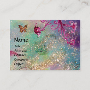 MAGIC BUTTERFLY blue green yellow gold sparkles Business Card