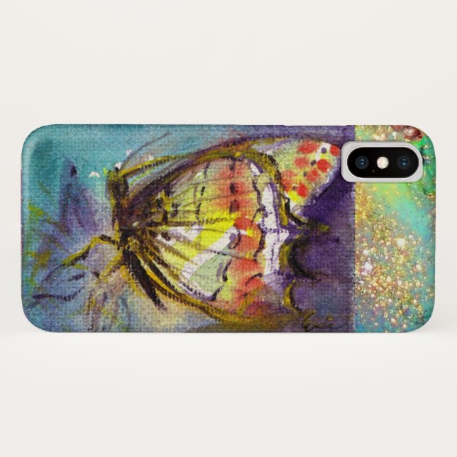 MAGIC BUTTERFLY IN BLUE GOLD SPARKLES Case-Mate iPhone CASE (Back (Horizontal))