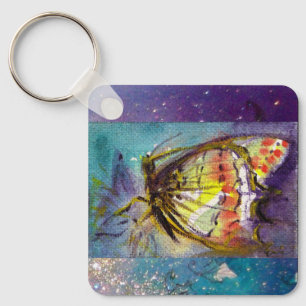 MAGIC BUTTERFLY IN BLUE SPARKLES KEYCHAIN