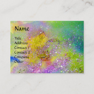 MAGIC BUTTERFLY purple green yellow gold sparkles Business Card