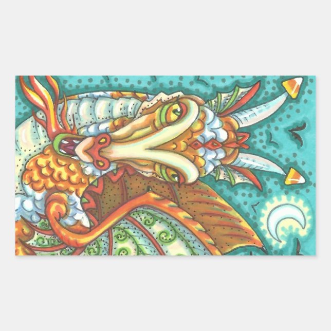 MAGIC CANDY CORN DRAGON, HALLOWEEN FANTASY STICKER (Front)
