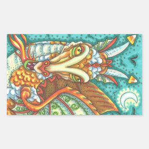 MAGIC CANDY CORN DRAGON, HALLOWEEN FANTASY STICKER