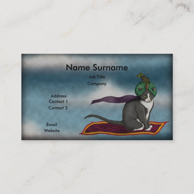 Magic Carpet Cat, business card template (Front)