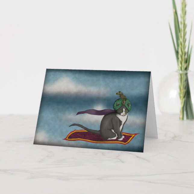 Magic Carpet Cat, greeting card (Front)