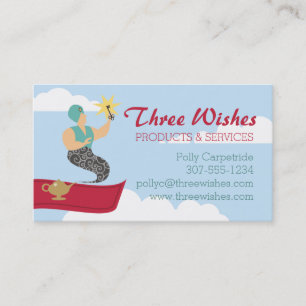 Magic carpet genie with key consulting solutions business card