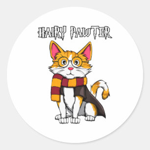Magic Cat With Gles , Funny Pawter Funny Classic Round Sticker