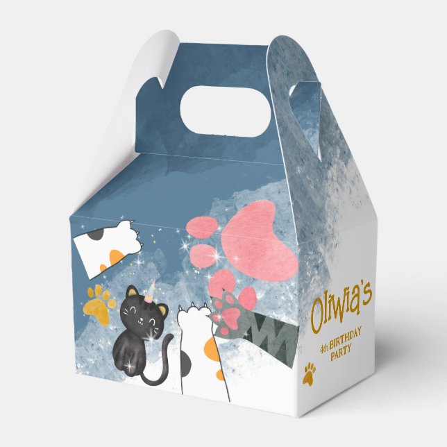 Magic caticorn birthday Paper Favor Box (Front Side)