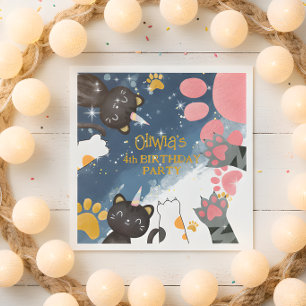 Magic caticorn birthday Paper napkin