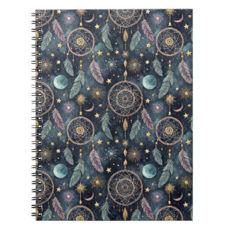Magic Celestial Dreamcatcher Starry Night Pattern Notebook