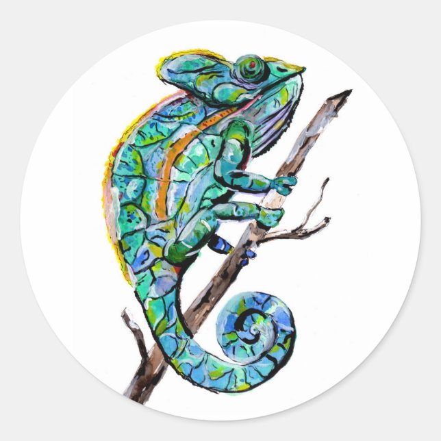 Magic Chameleon Classic Round Sticker (Front)