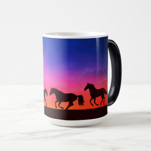 Magic Chevaux Au Coucher Du Soleil Silhouette Mug
