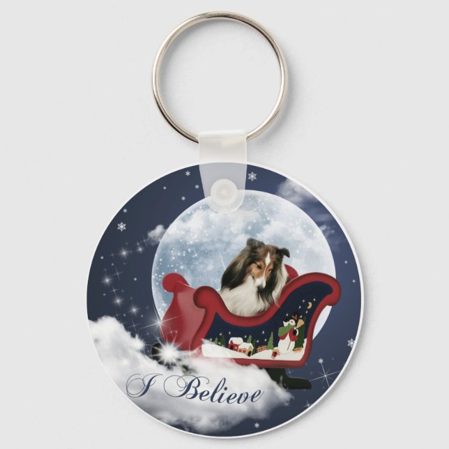 Magic Christmas Sheltie Keychain (Front)