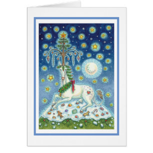 MAGIC CHRISTMAS UNICORN HOLIDAY GREETING CARD B