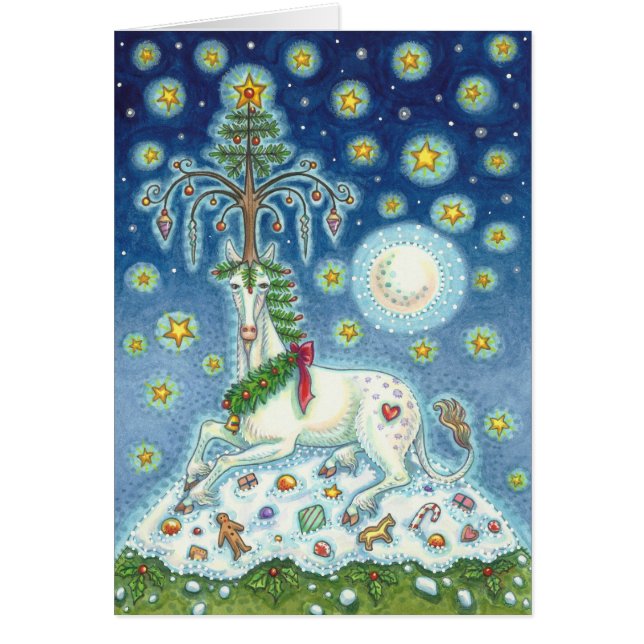 MAGIC CHRISTMAS UNICORN HOLIDAY GREETING CARD B (Front)