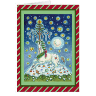 MAGIC CHRISTMAS UNICORN HOLIDAY GREETING CARD V