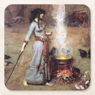 Magic Circle, John William Waterhouse Square Paper Coaster