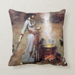 Magic Circle, John William Waterhouse Throw Pillow