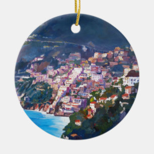 Magic Coastline and Scenery in Amalfi, Italia Ceramic Ornament