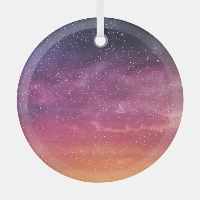 Magic Colour: Enchanting Sky Background. Glass Ornament (Front)