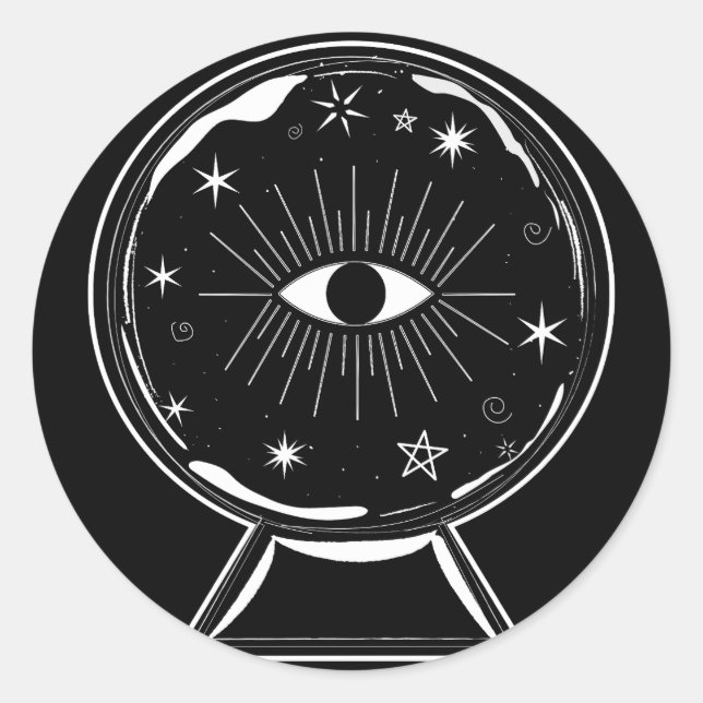 Magic Crystal Ball Scry Seeing Eye Tells All Classic Round Sticker (Front)