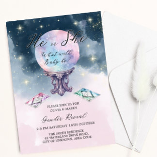 Magic Crystal Ball Spooky Psychic Gender Reveal Invitation