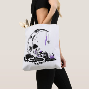 Magic Crystal Mushroom Moon Garden Tote Bag