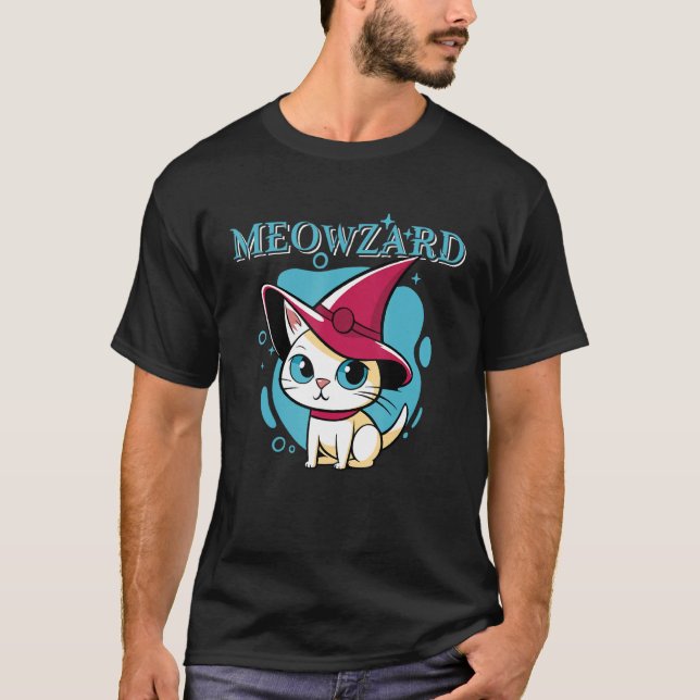 Magic Cute Cat Kitten Wizard T-Shirt (Front)