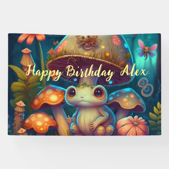 Magic cute frog mushroom   banner (Horizontal)