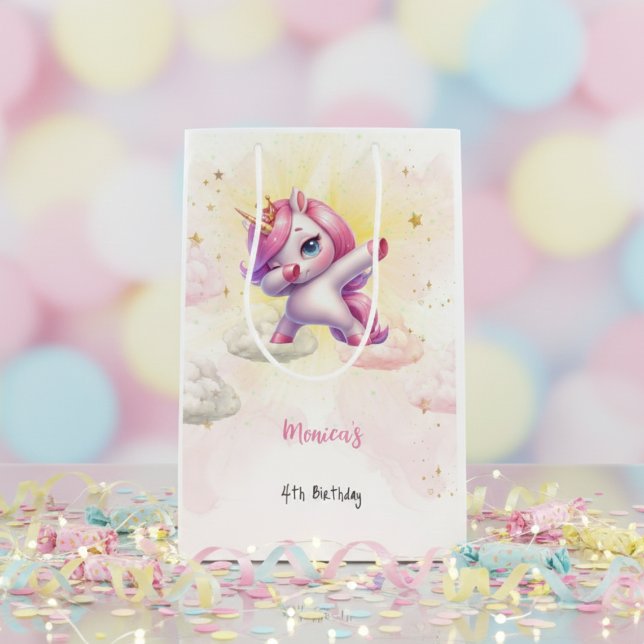 Magic dabbing unicorn kids birthday medium gift bag (Creator Uploaded)