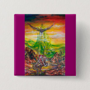 MAGIC DUEL BETWEEN BRADAMANT AND NEGROMANCER 2 INCH SQUARE BUTTON