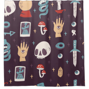 Magic elements: skull, tarot seamless