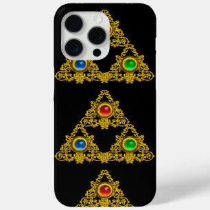 MAGIC ELFIC TALISMAN,BLACK GOLD TRIANGLE,GEMSTONES iPhone 15 PRO MAX CASE
