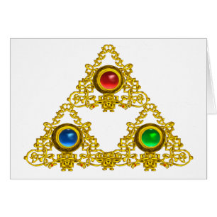 MAGIC ELFIC TALISMAN /GOLD TRIANGLE WITH GEMSTONES