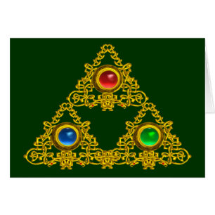 MAGIC ELFIC TALISMAN /GOLD TRIANGLE WITH GEMSTONES