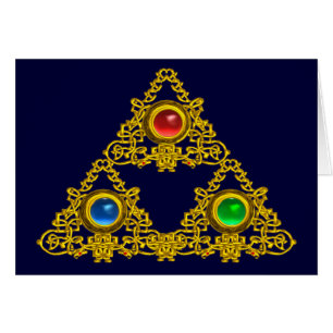 MAGIC ELFIC TALISMAN /GOLD TRIANGLE WITH GEMSTONES