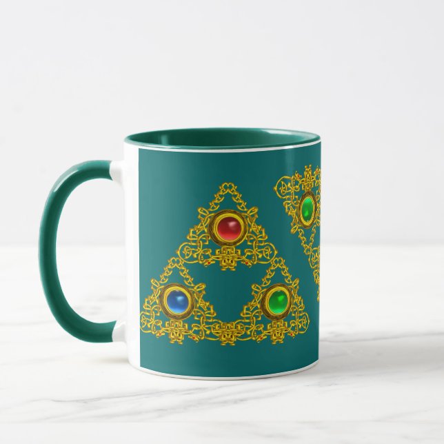 MAGIC ELFIC TALISMAN /GOLD TRIANGLE WITH GEMSTONES MUG (Left)